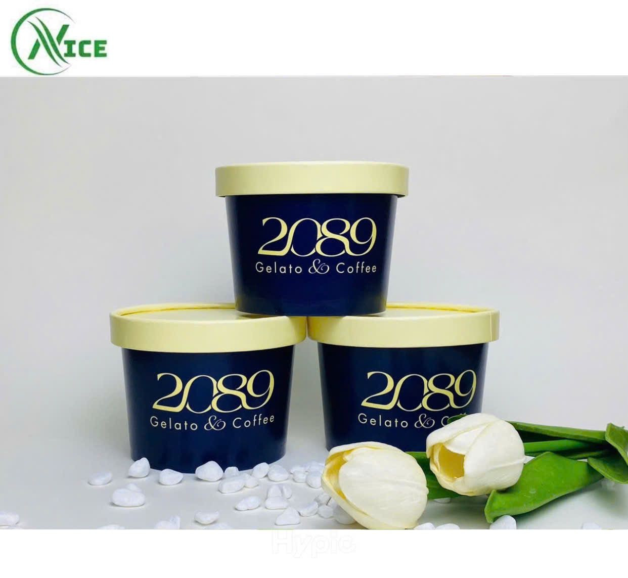 Ice cream bowl with paper lid